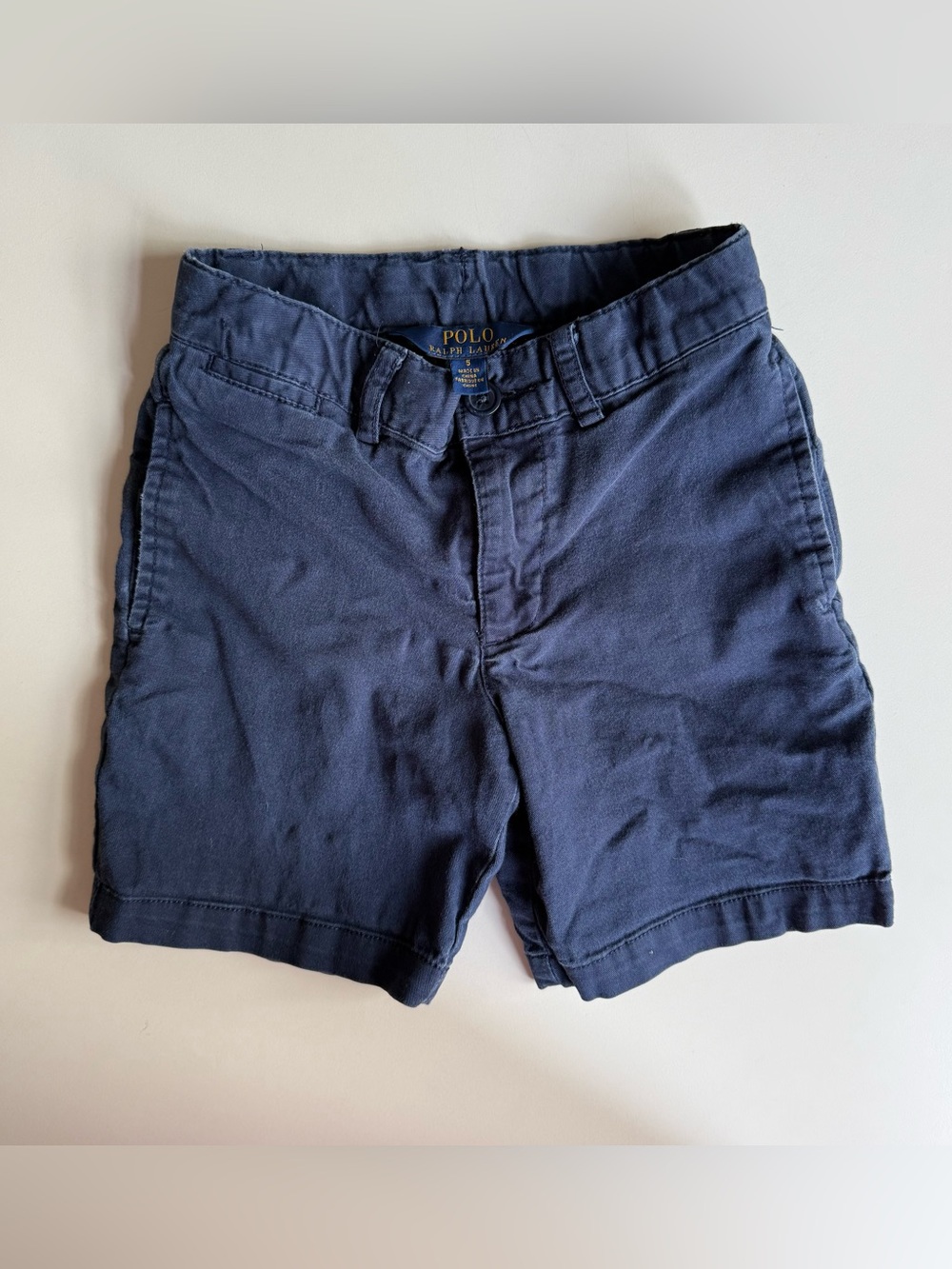 Polo by Ralph Lauren Navy Flat Front 100% Cotton Shorts Size 5 Boys